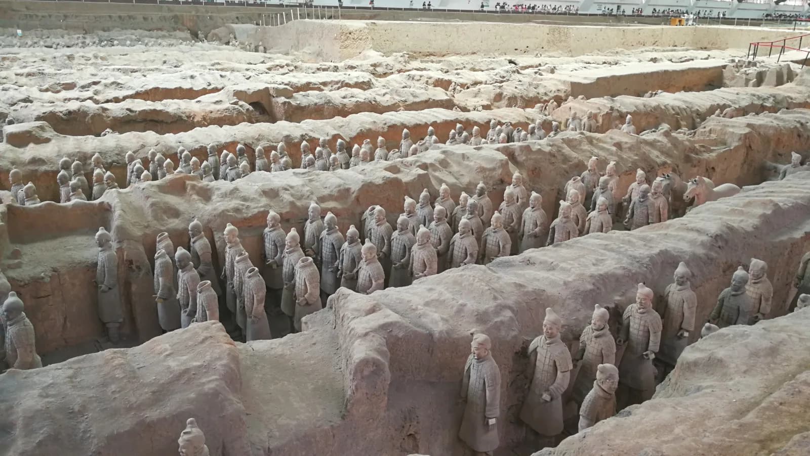 Rows of terracotta warriors at the Qin emperor's mausoleum museum near Xi'an